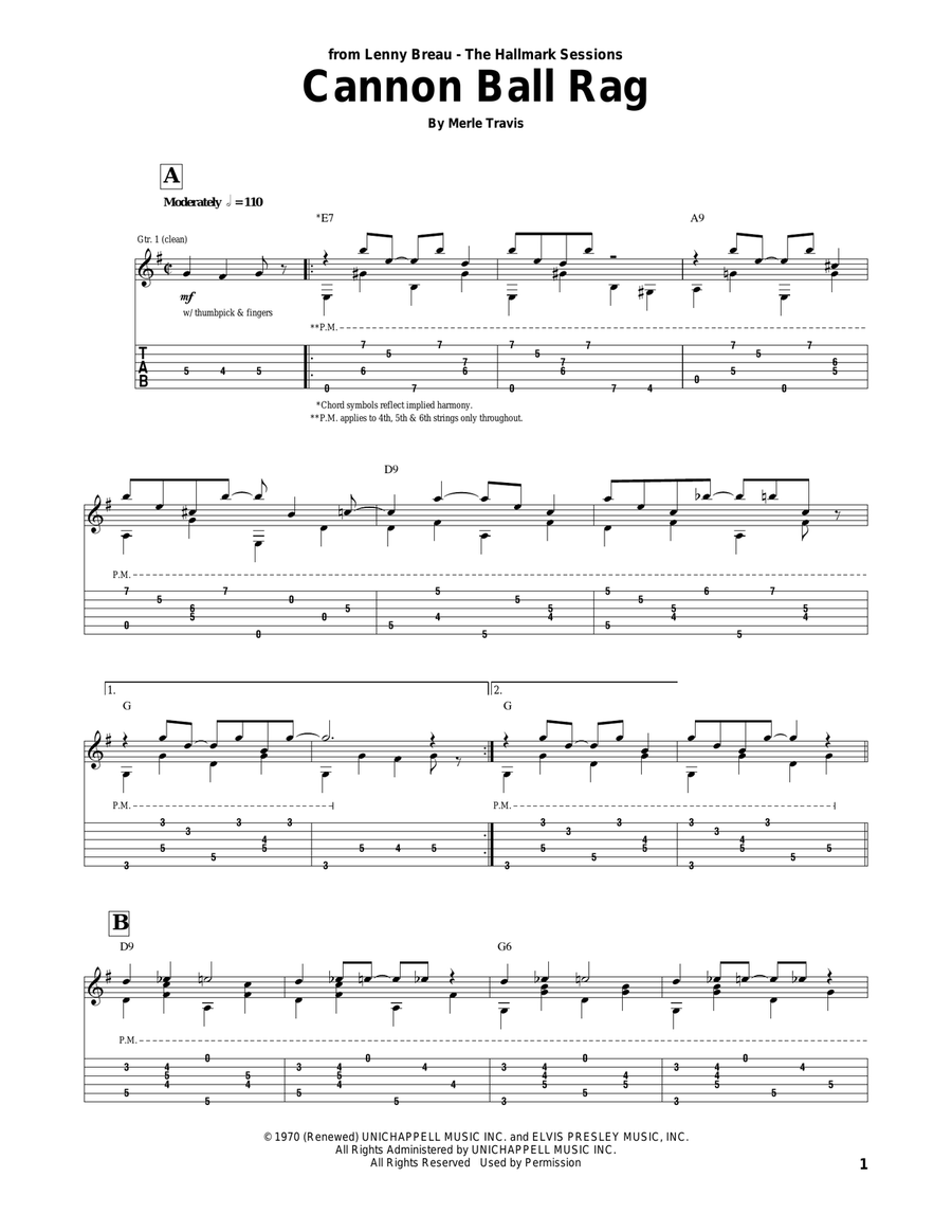 Cannon Ball Rag Acoustic Guitar scores gallery preview page 1