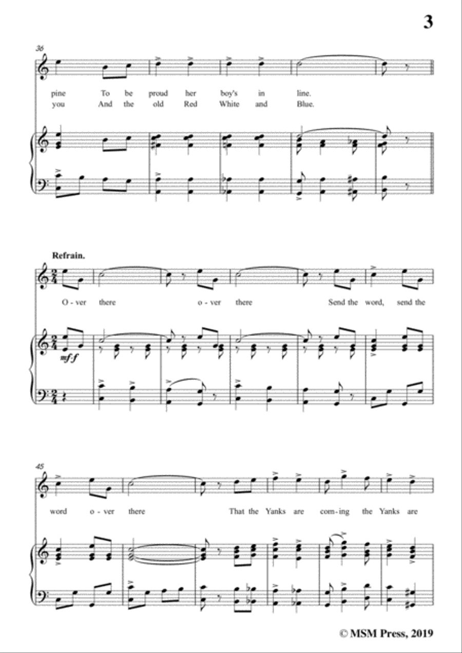 George M. Cohan-Over There,in C Major,for Voice&Piano Voice scores gallery preview page 5