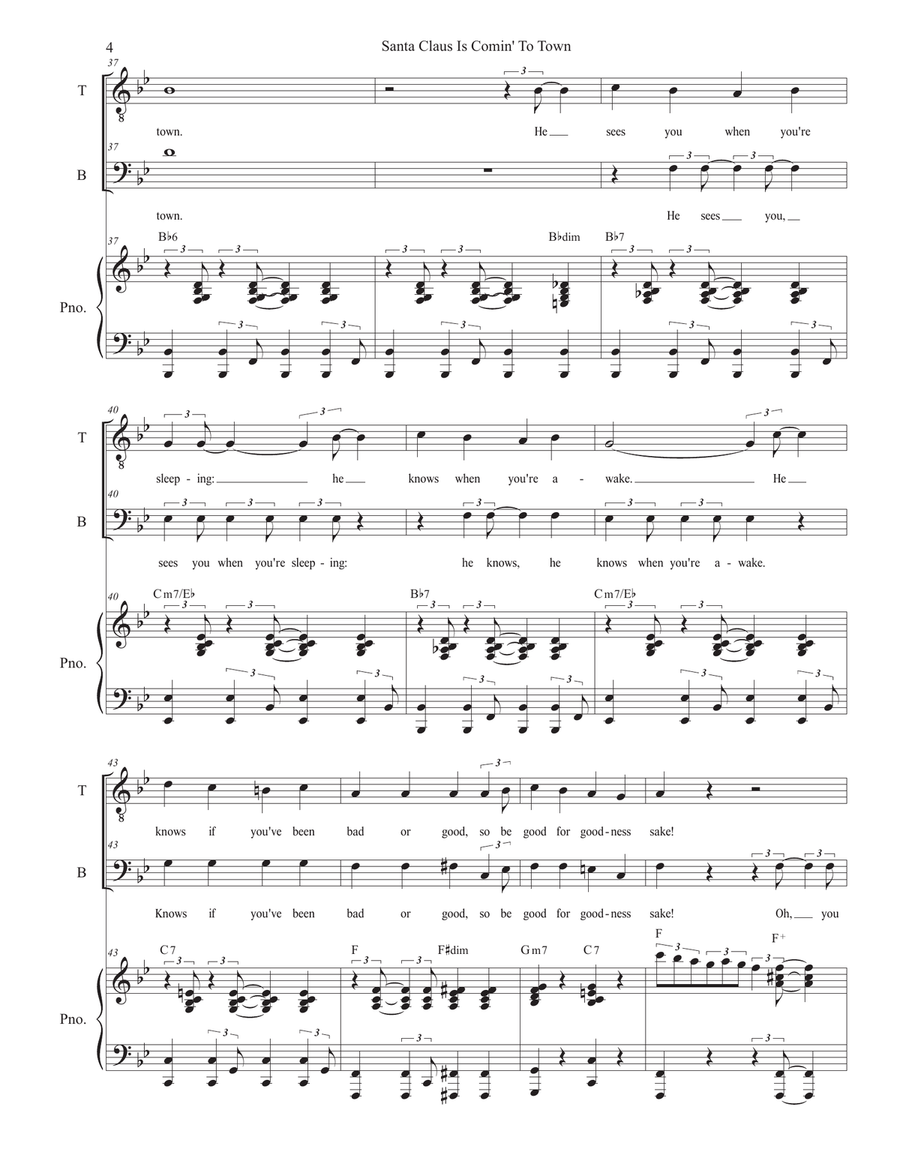 Santa Claus Is Comin' To Town Tenor Voice scores gallery preview page 4