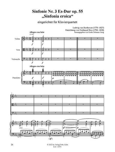 Sinfonie Nr. 3 Es-Dur op. 55 "Eroica" (Fassungen für Klavierquartett)