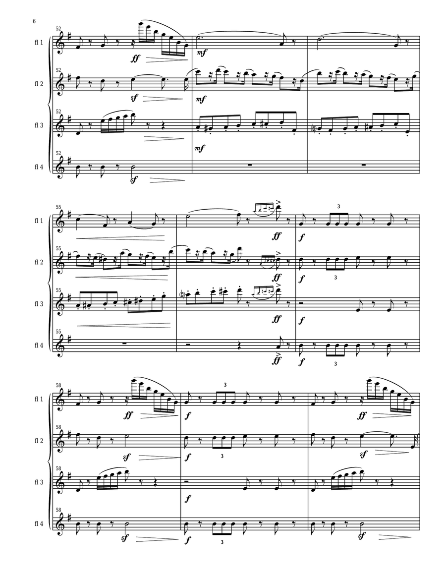 3 Pieces from The Nutcracker for Flute Quartet