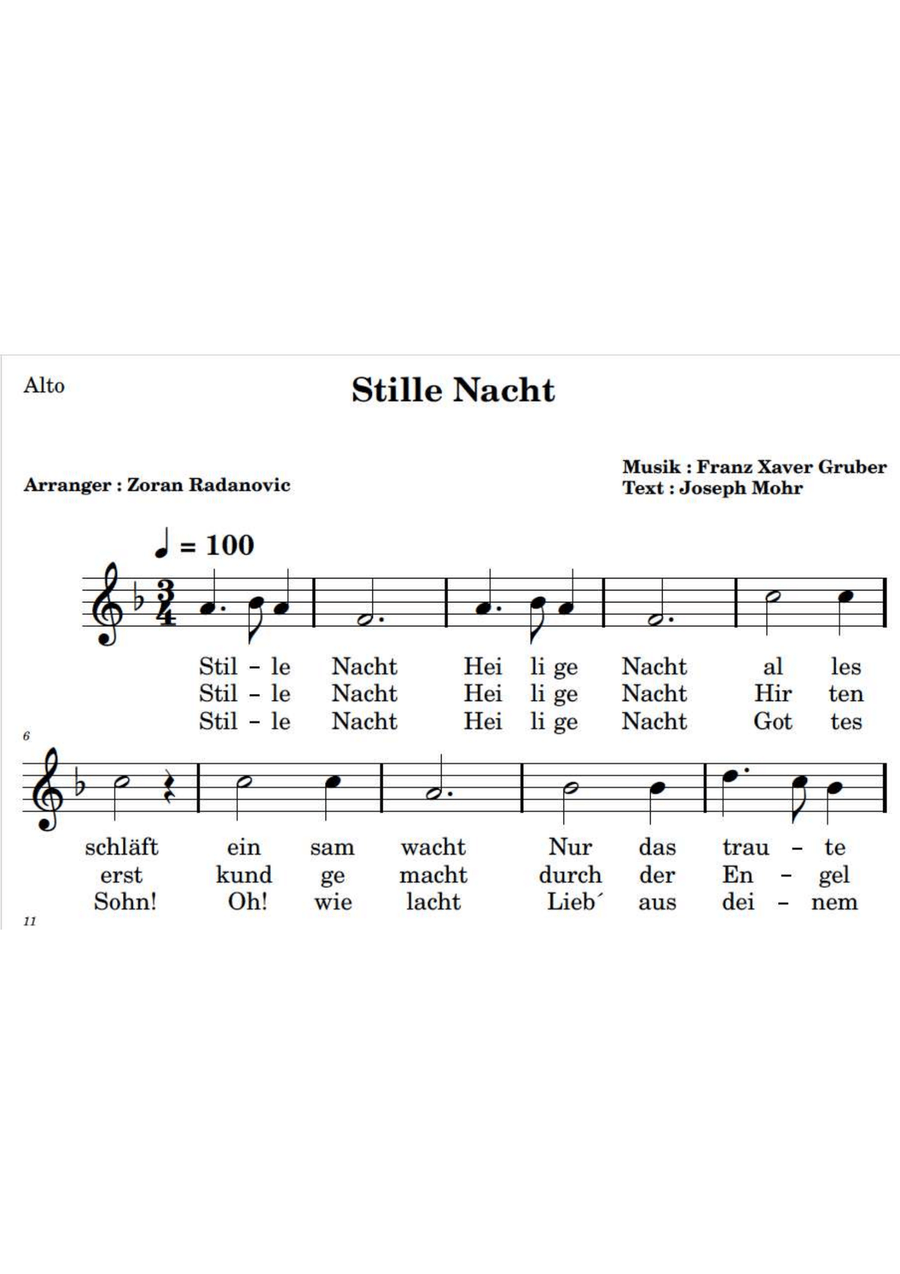 Stille Nacht - SATB - german lyrics 4-Part scores gallery preview page 3
