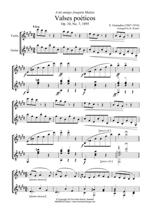Valses poeticos Op. 10, No. 7 for violin and guitar