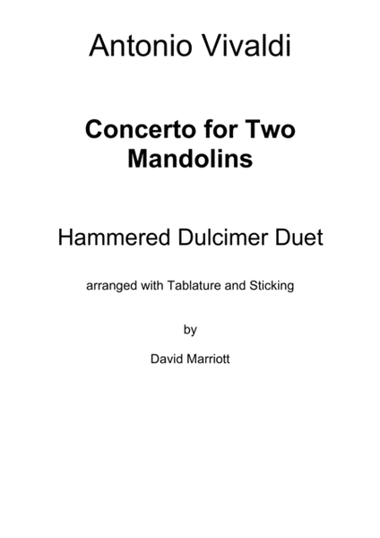 Vivaldi Concerto for Two Mandolins arranged as a Duet for Two Hammered Dulcimers, with tablature and image number null