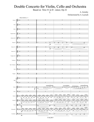 A. Arensky - Double Concerto, Orchestrated by A. Leytush - Score Only
