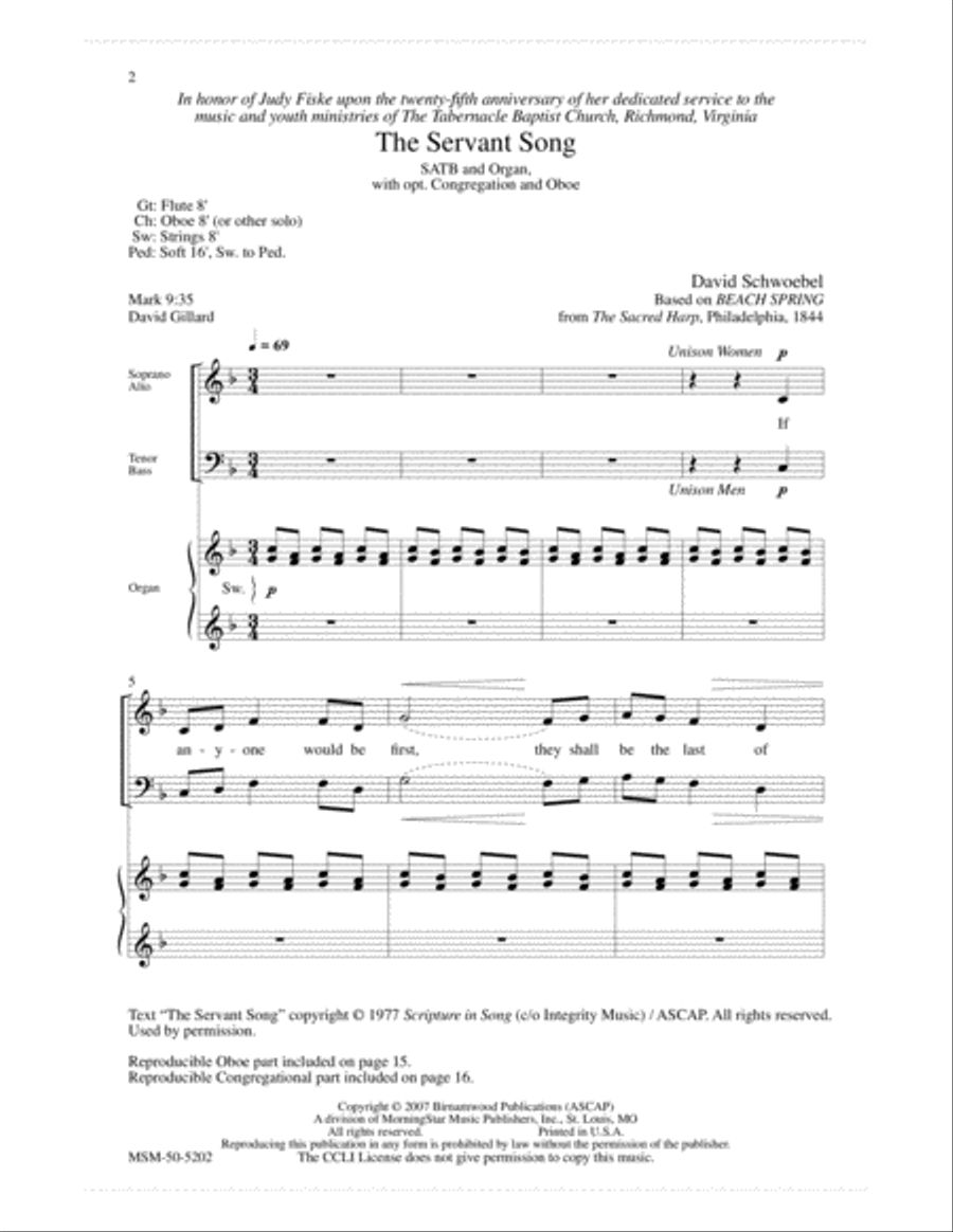 The Servant Song 4-Part scores gallery preview page 2