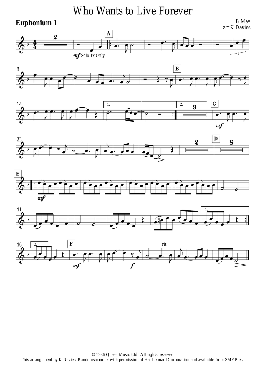 Who Wants To Live Forever Small Ensemble scores gallery preview page 2