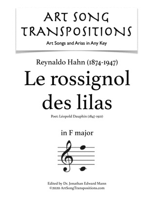Book cover for HAHN: Le rossignol des lilas (transposed to F major)