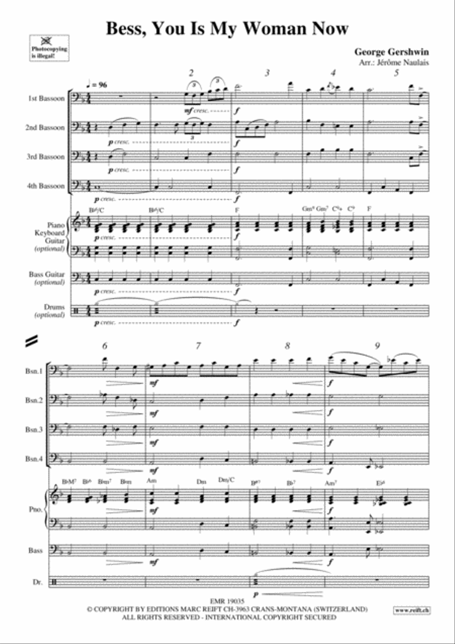 Bess, You Is My Woman Now Bassoon Quartet scores gallery preview page 3
