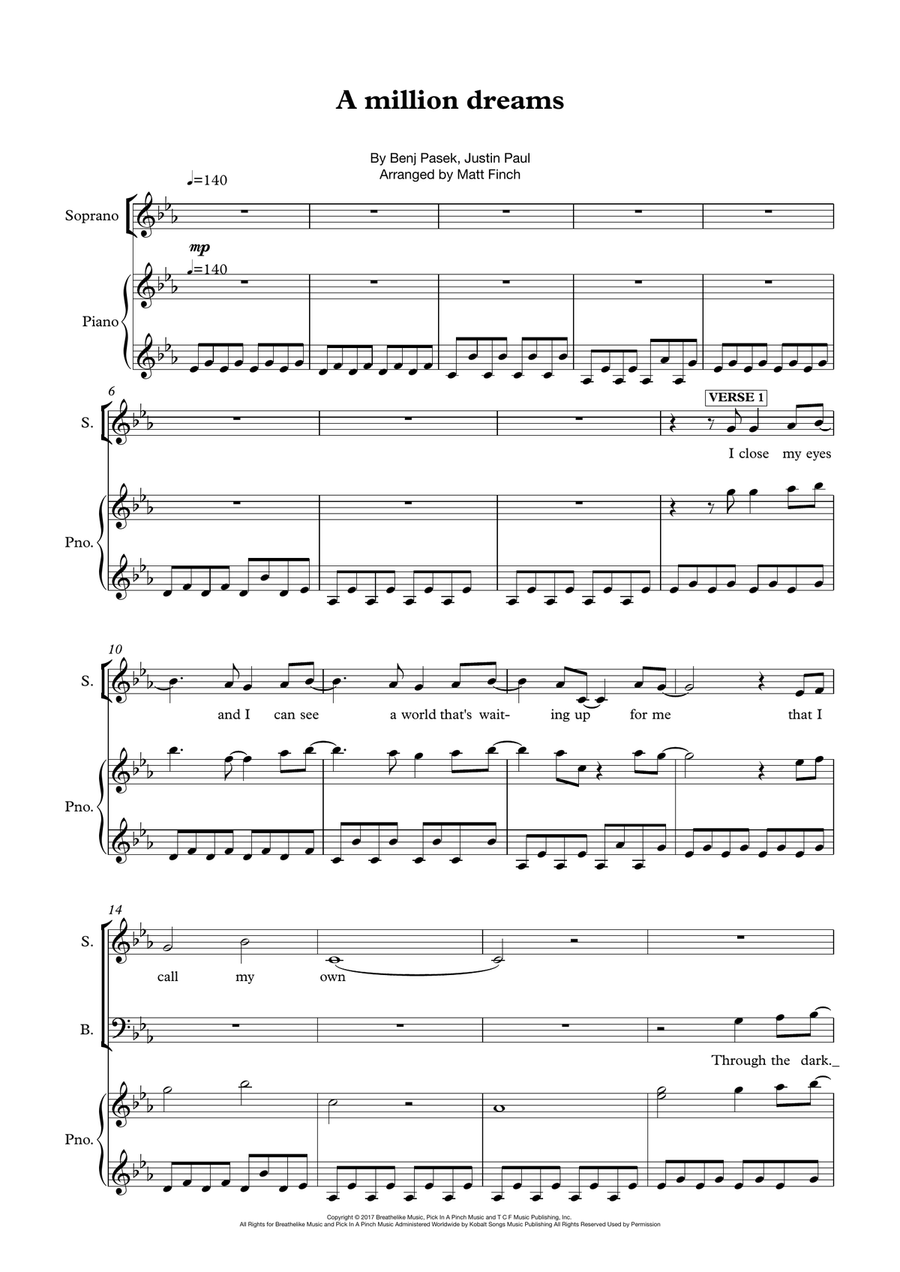 A Million Dreams A Million Dreams 3-Part scores gallery preview page 1