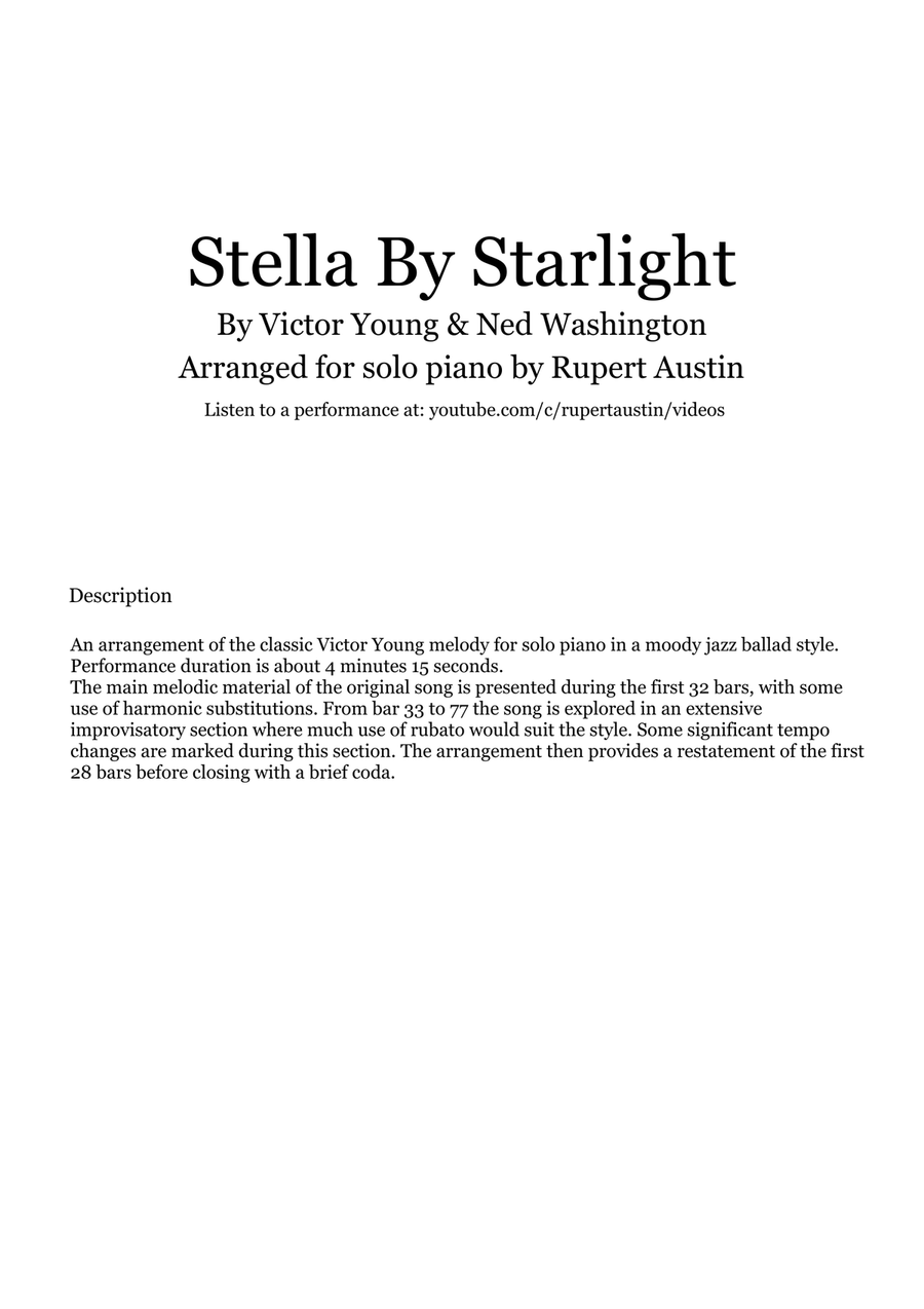 Stella By Starlight Piano Solo scores gallery preview page 1