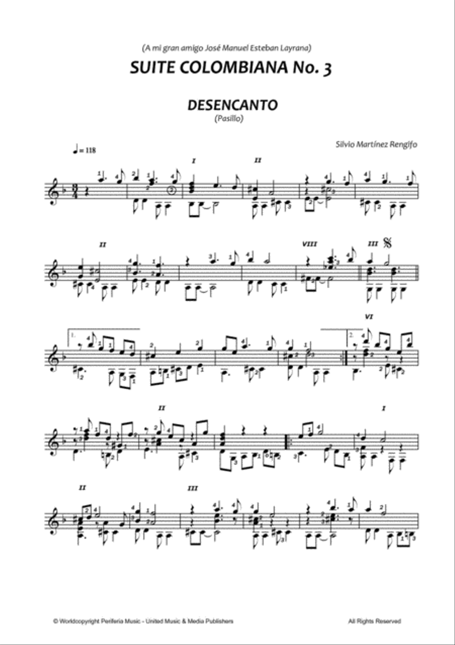 Suite Colombiana No. 3 for Guitar Classical Guitar scores gallery preview page 2