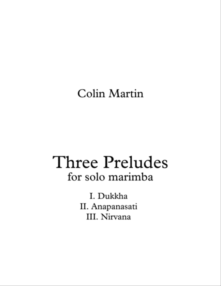 Three Preludes for Solo Marimba Marimba scores gallery preview page 1