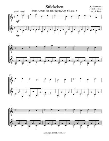 Stückchen, Op. 68, No. 5 (Guitar Duo) image number null