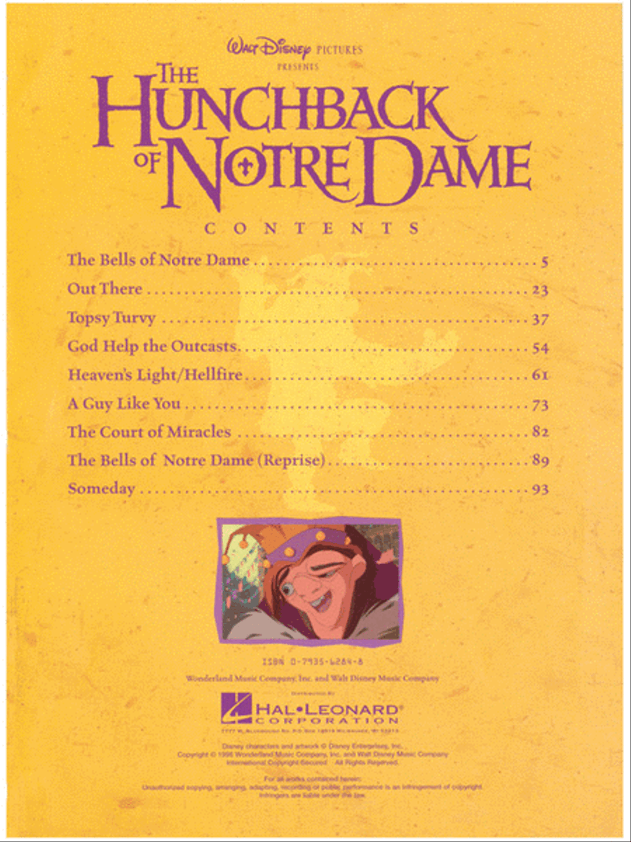 The Hunchback of Notre Dame Piano, Vocal, Guitar scores gallery preview page 2