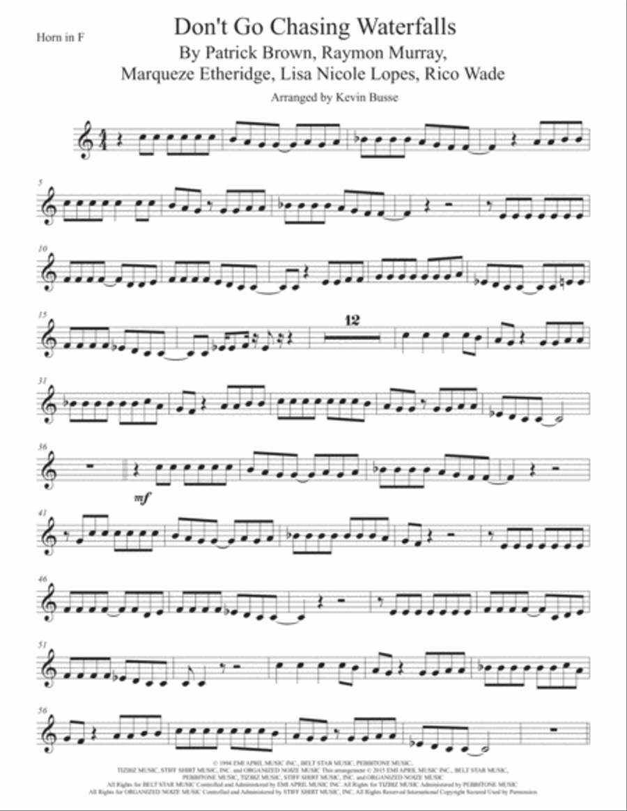Waterfalls Horn Solo scores gallery preview page 1