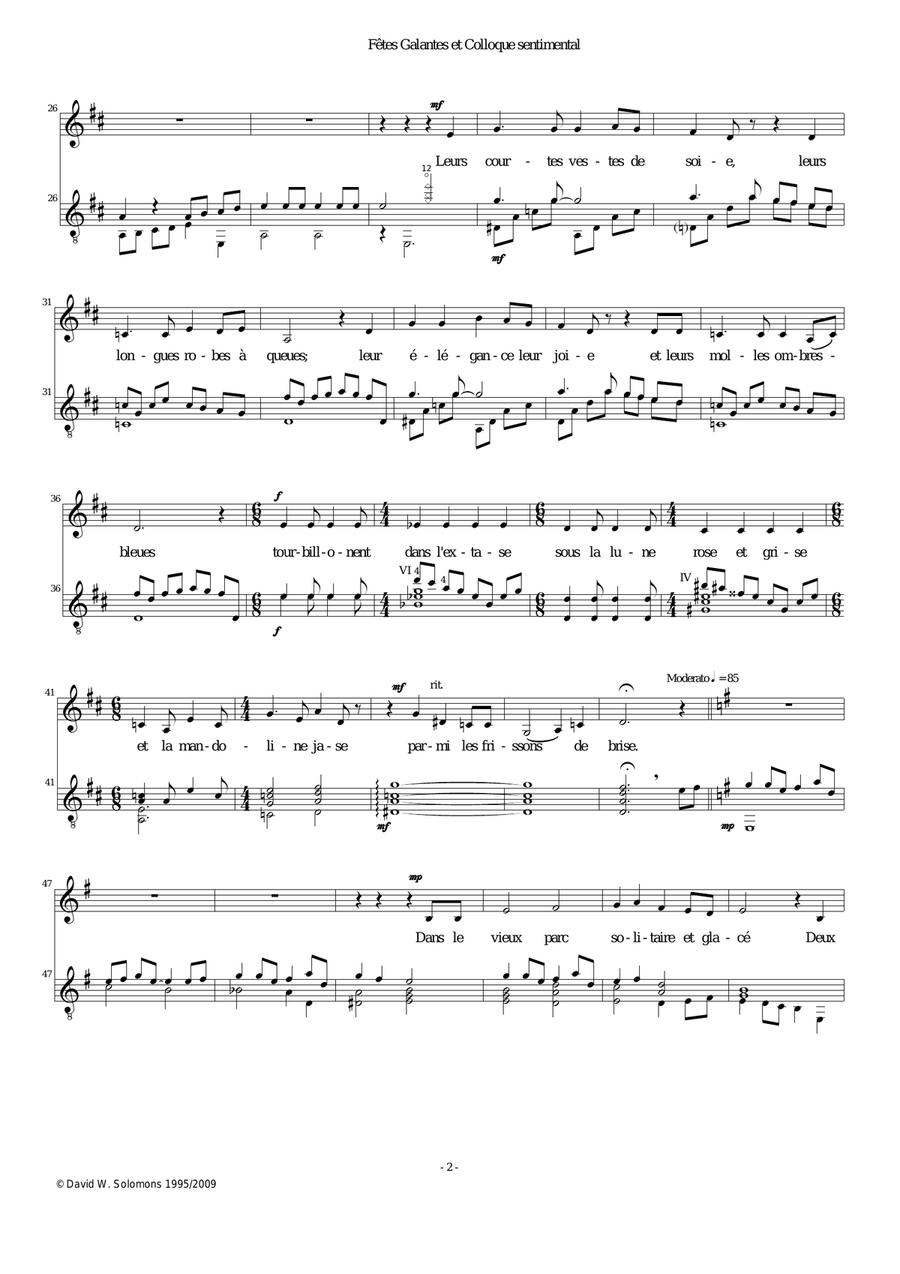 Mandoline and Colloque sentimental for alto voice and guitar Alto Voice scores gallery preview page 2