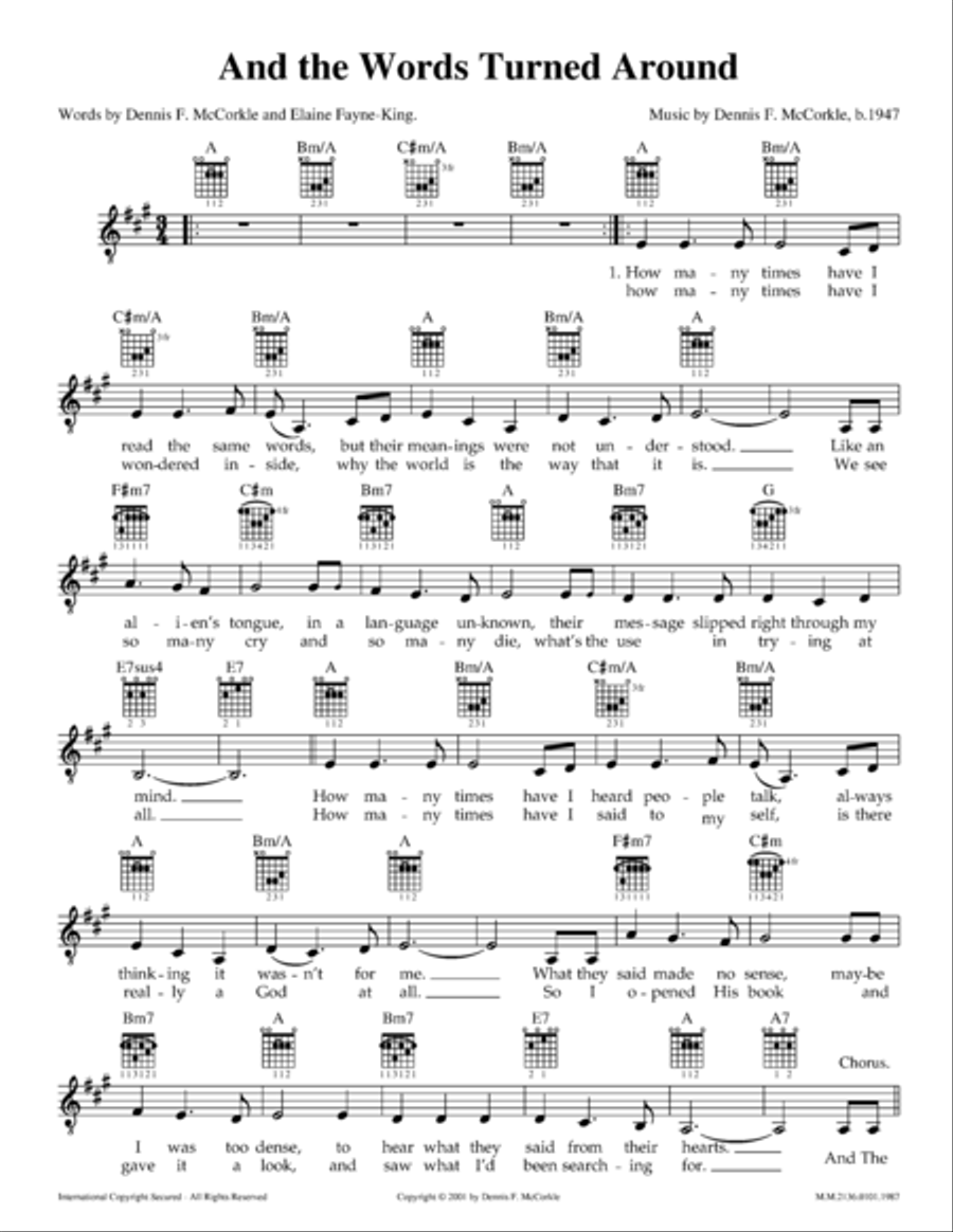 And the Words Turned Around Voice Solo scores gallery preview page 1
