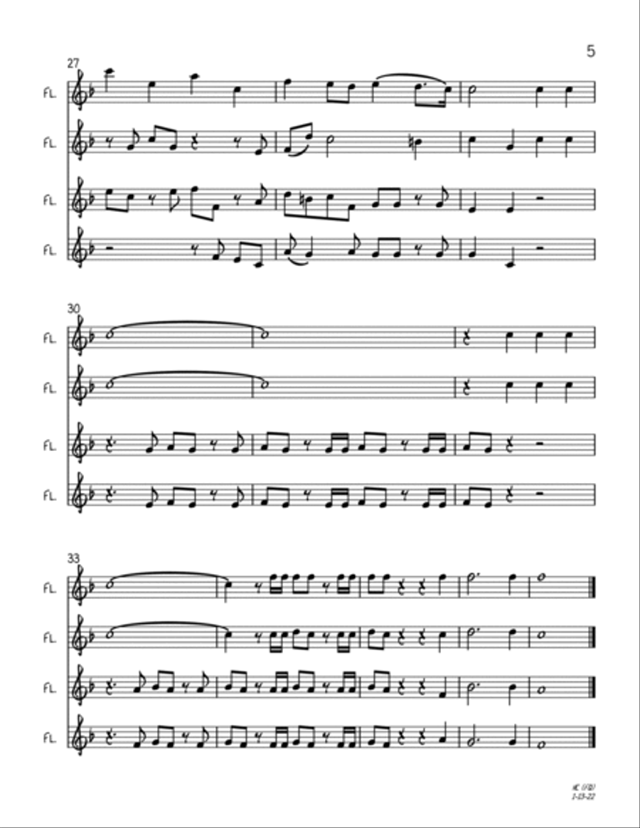 Hallelujah Chorus (Abridged) (Flute Quartet) Flute Quartet scores gallery preview page 5