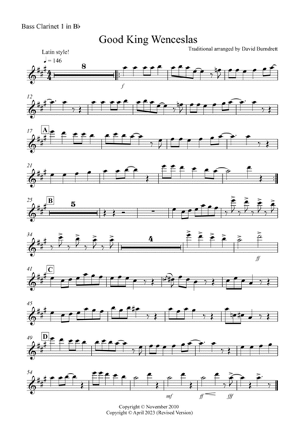 Good King Wenceslas (Latin Style!) for Bass Clarinet Quintet image number null