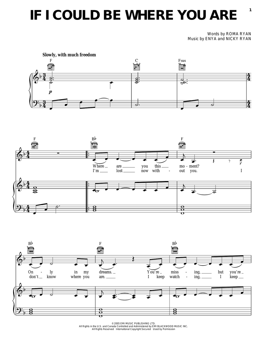 If I Could Be Where You Are Piano, Vocal, Guitar scores gallery preview page 1