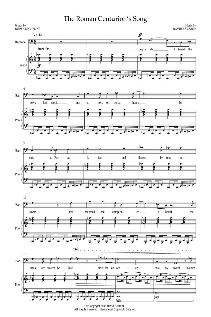 The Roman Centurion's Song (for baritone and piano) Piano, Vocal scores gallery preview page 1