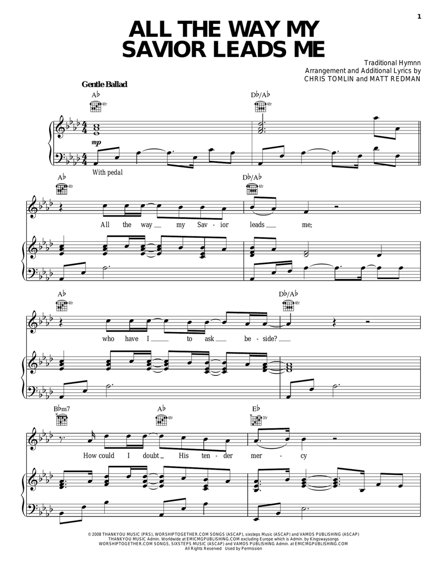 All The Way My Savior Leads Me Piano, Vocal, Guitar scores gallery preview page 1