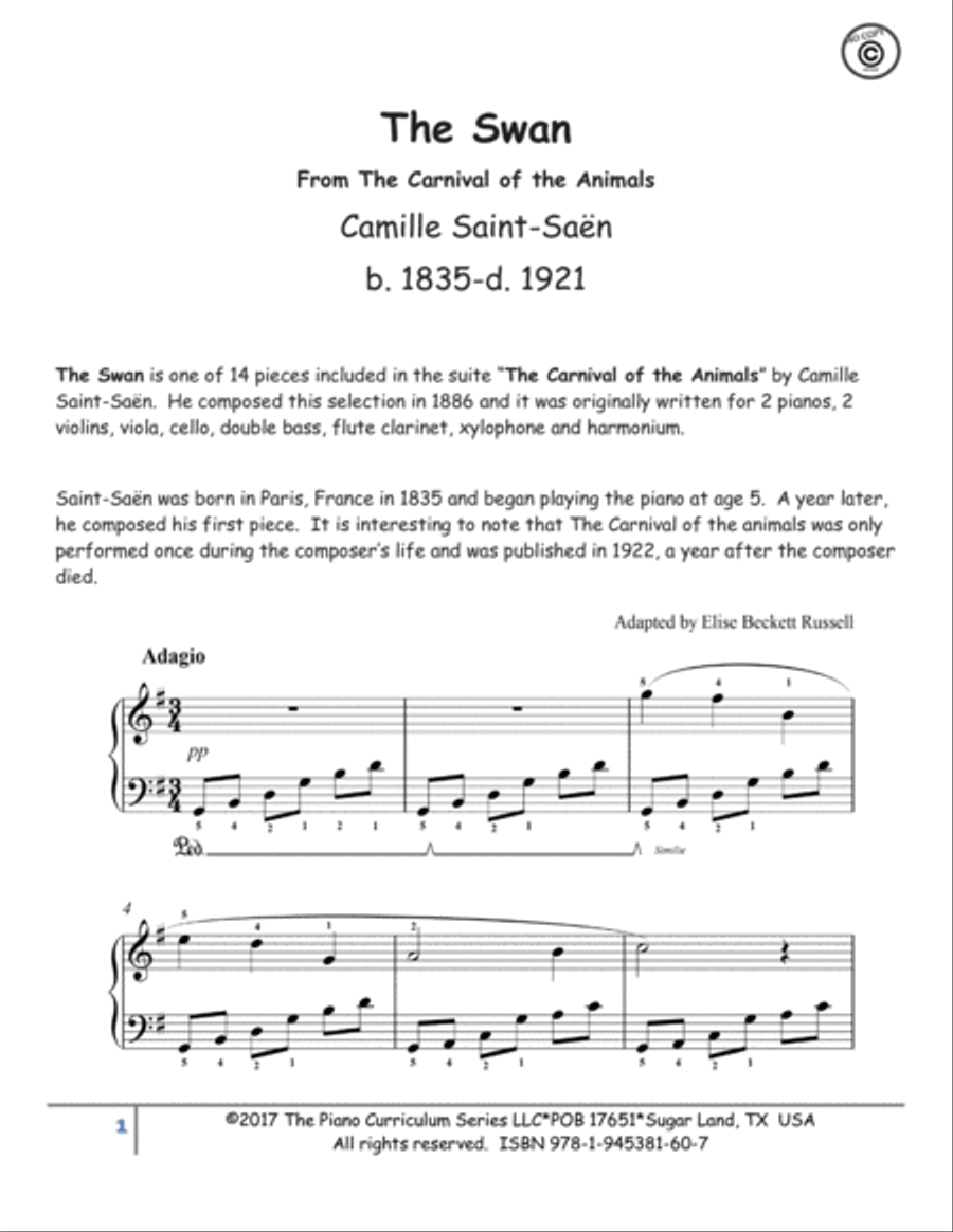 The Swan Piano Solo scores gallery preview page 2