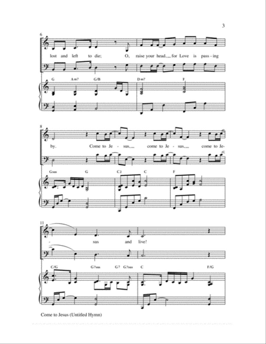Come to Jesus (Untitled Hymn) 3-Part scores gallery preview page 4