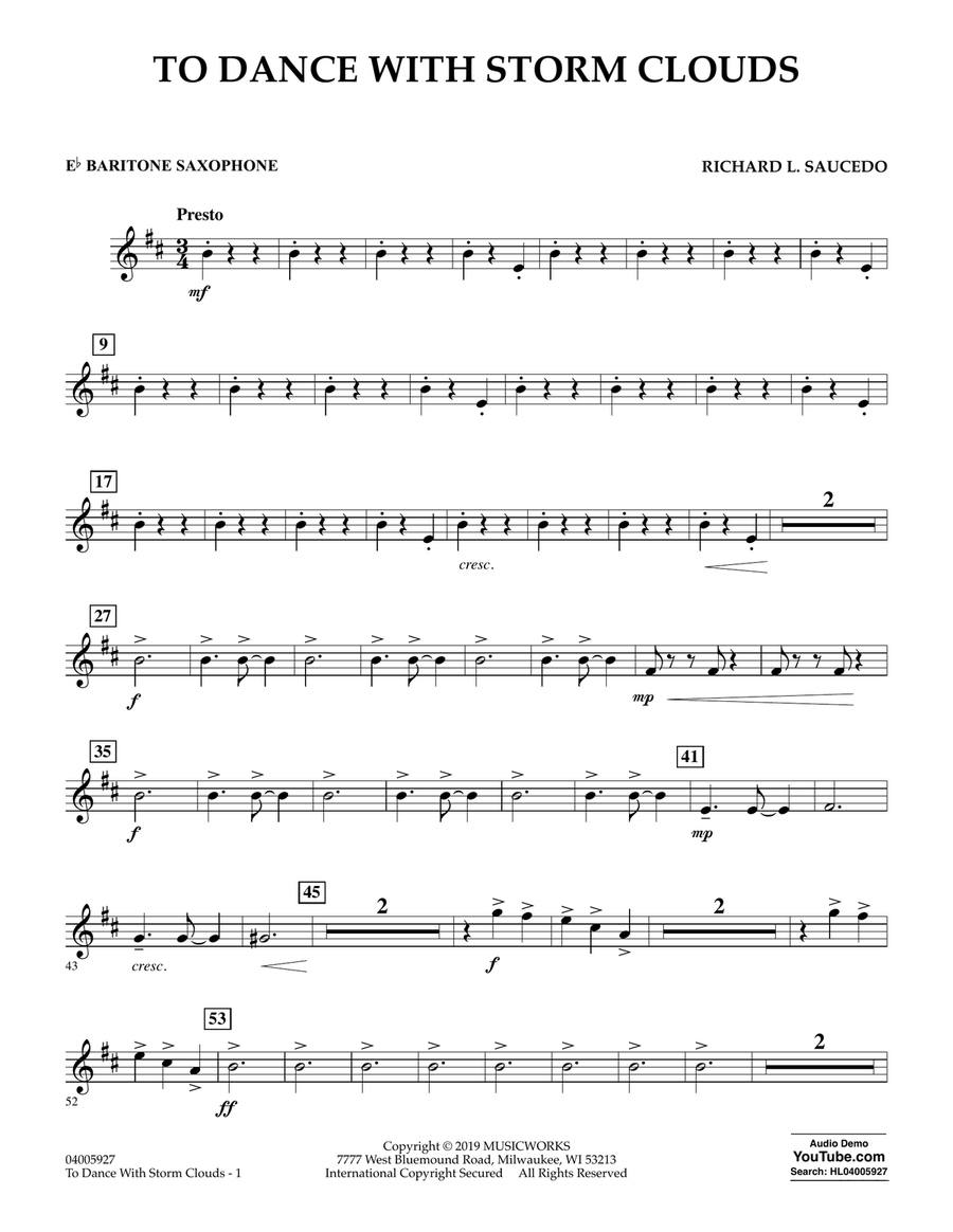 To Dance with Storm Clouds - Eb Baritone Saxophone Concert Band scores gallery preview page 1
