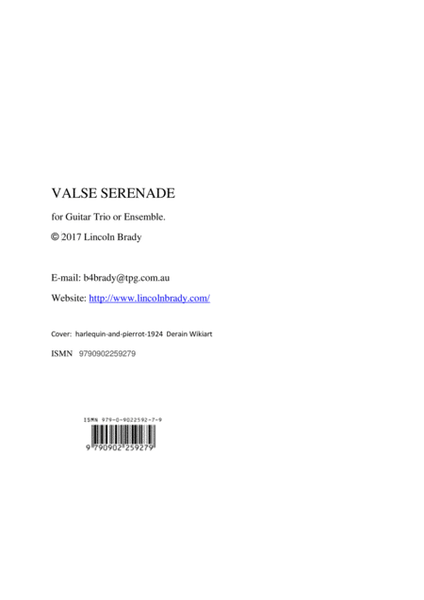 VALSE SERENADE - Guitar Ensemble Small Ensemble - Digital Sheet Music
