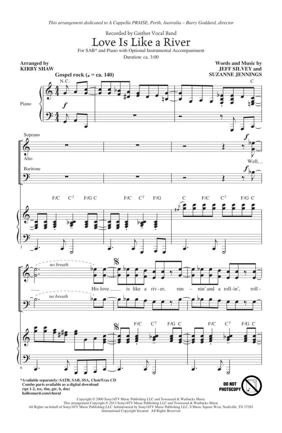 Love Is Like A River 3-Part scores gallery preview page 1