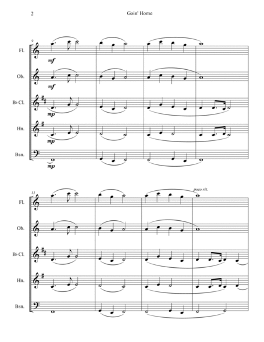 Goin' Home - Largo from New World Symphony (Woodwind Quintet) Woodwind Quintet scores gallery preview page 2