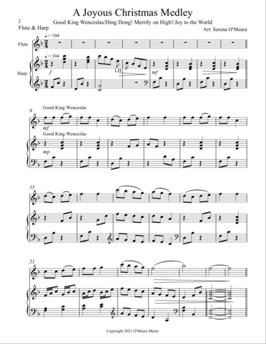 A Joyous Christmas Medley, Duet for Flute & Harp Flute scores gallery preview page 2