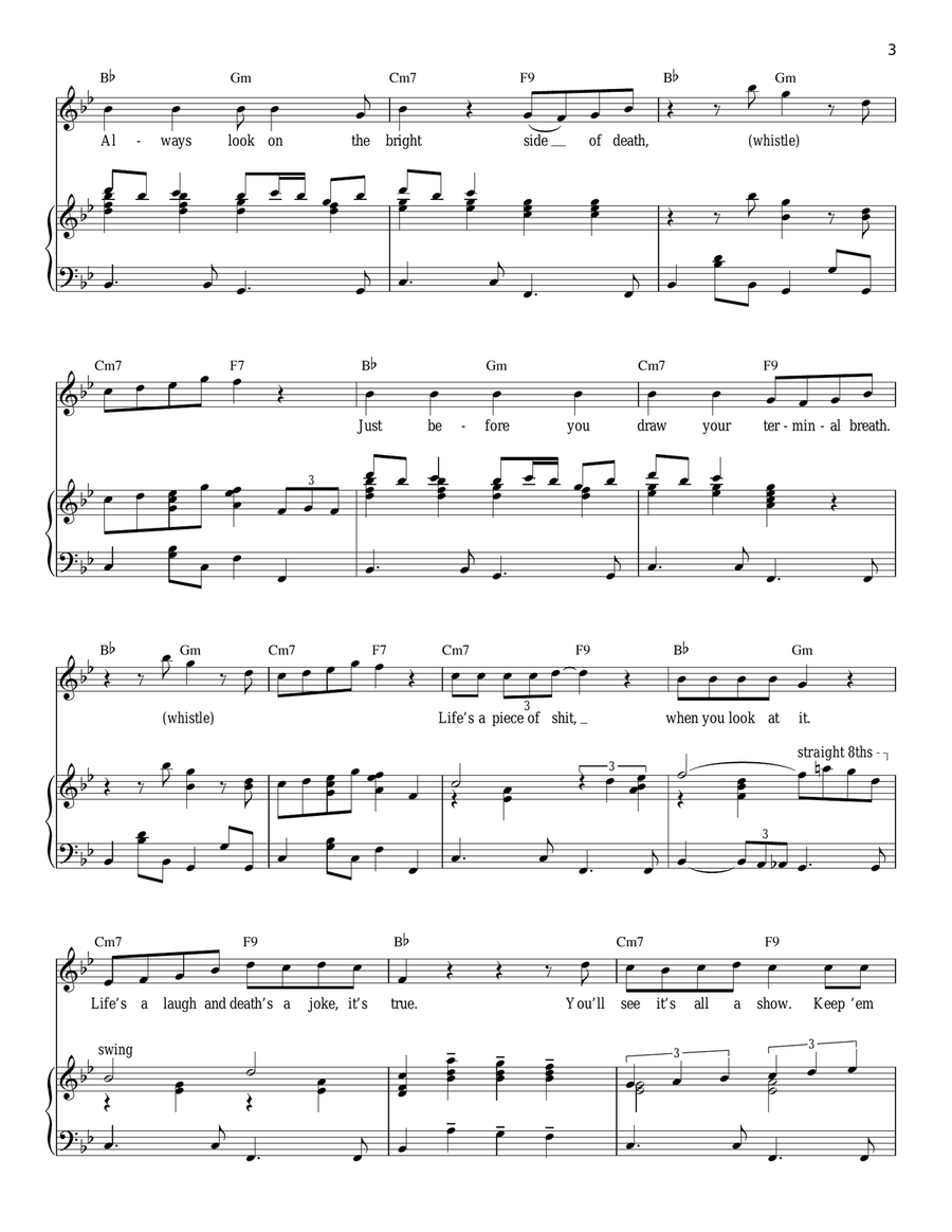 Always Look On The Bright Side Of Life (from Monty Python's Spamalot) Piano, Vocal scores gallery preview page 3