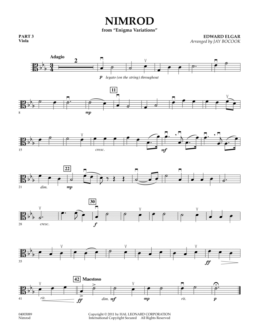 Nimrod (from Enigma Variations) - Pt.3 - Viola