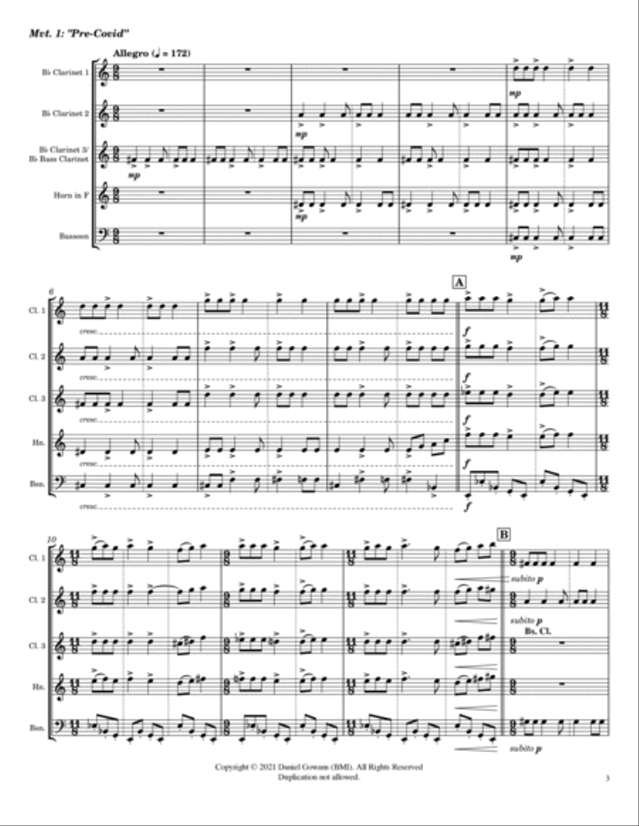 Covid Suite - for Five Wind Instruments Small Ensemble scores gallery preview page 4