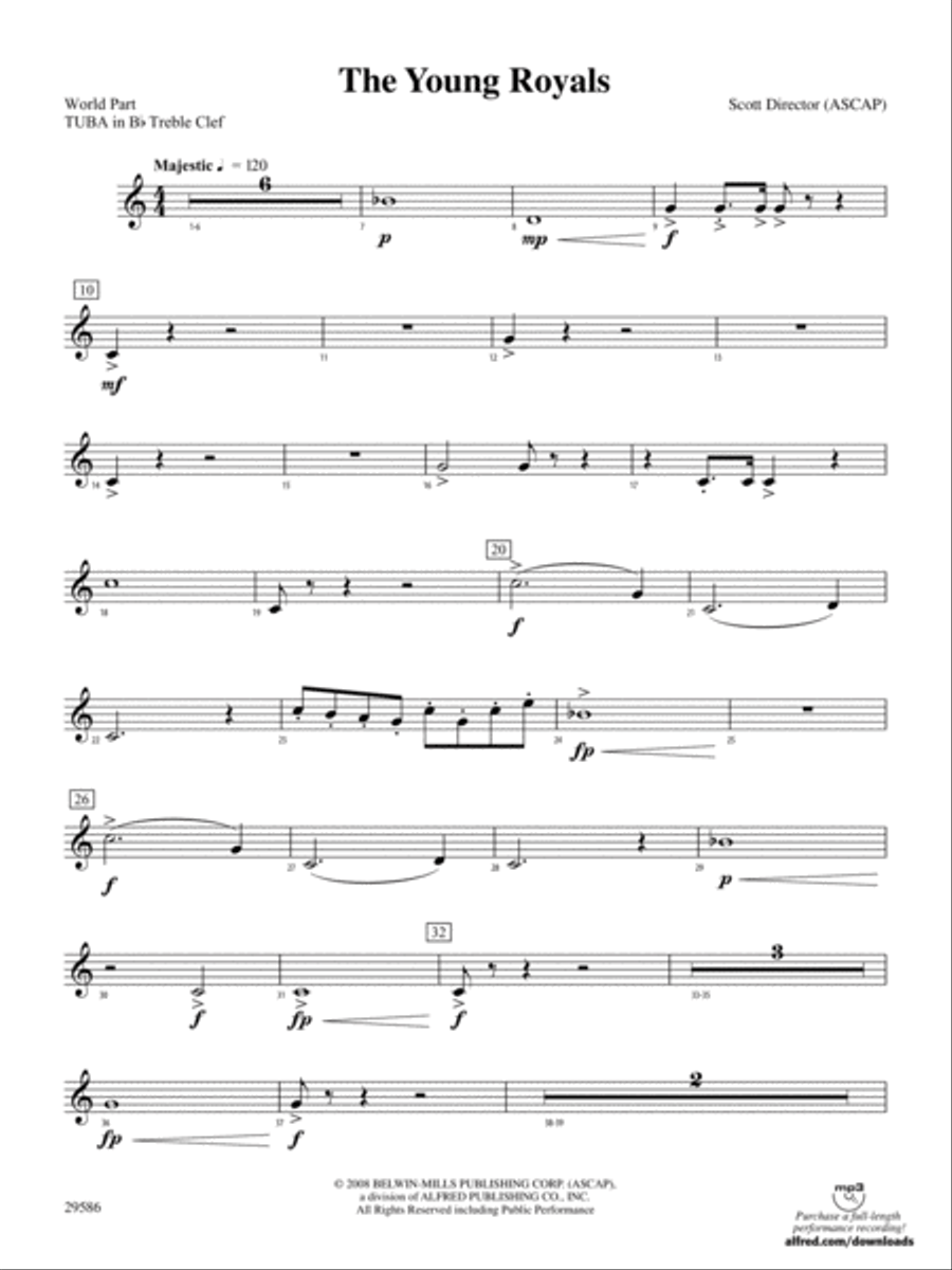 The Young Royals: (World Part) B-flat Tuba T.C. Concert Band scores gallery preview page 1