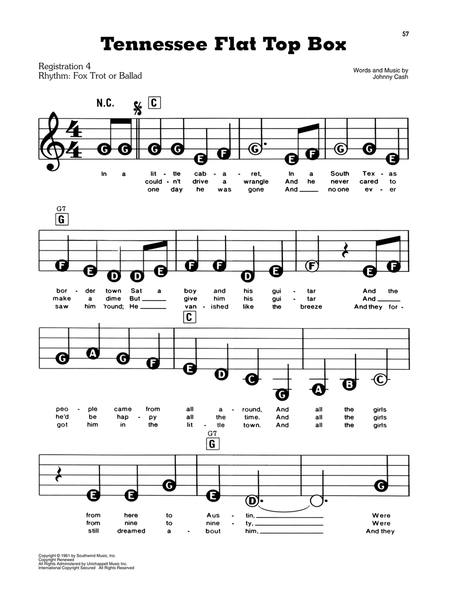 Tennessee Flat Top Box Electronic Keyboard scores gallery preview page 1
