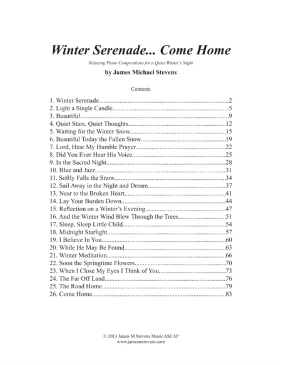 Winter Serenade... Come Home Piano Solo scores gallery preview page 3