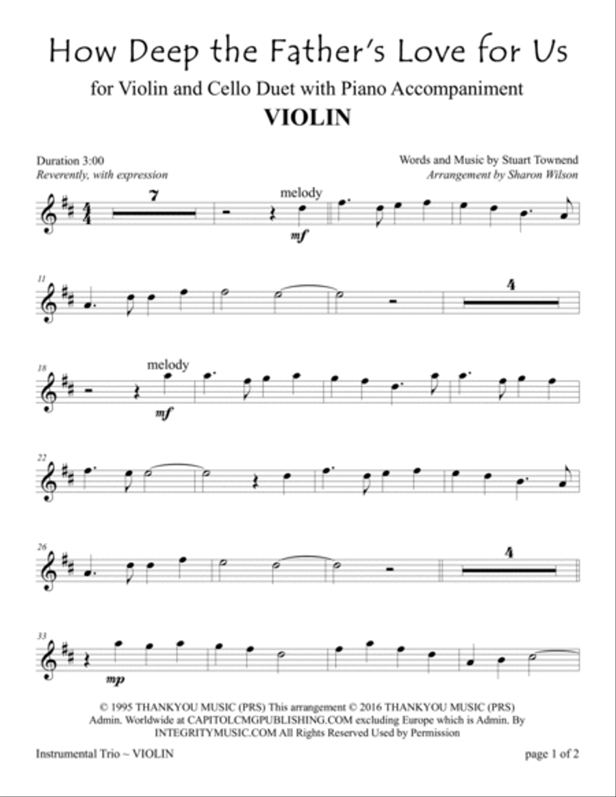How Deep The Father's Love For Us Piano Trio scores gallery preview page 3