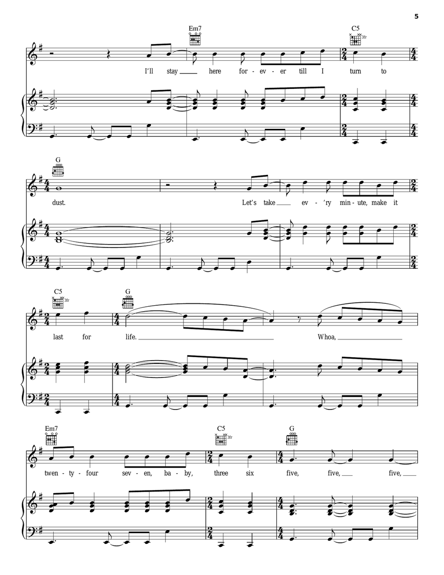 The Energy Never Dies Piano, Vocal, Guitar scores gallery preview page 5