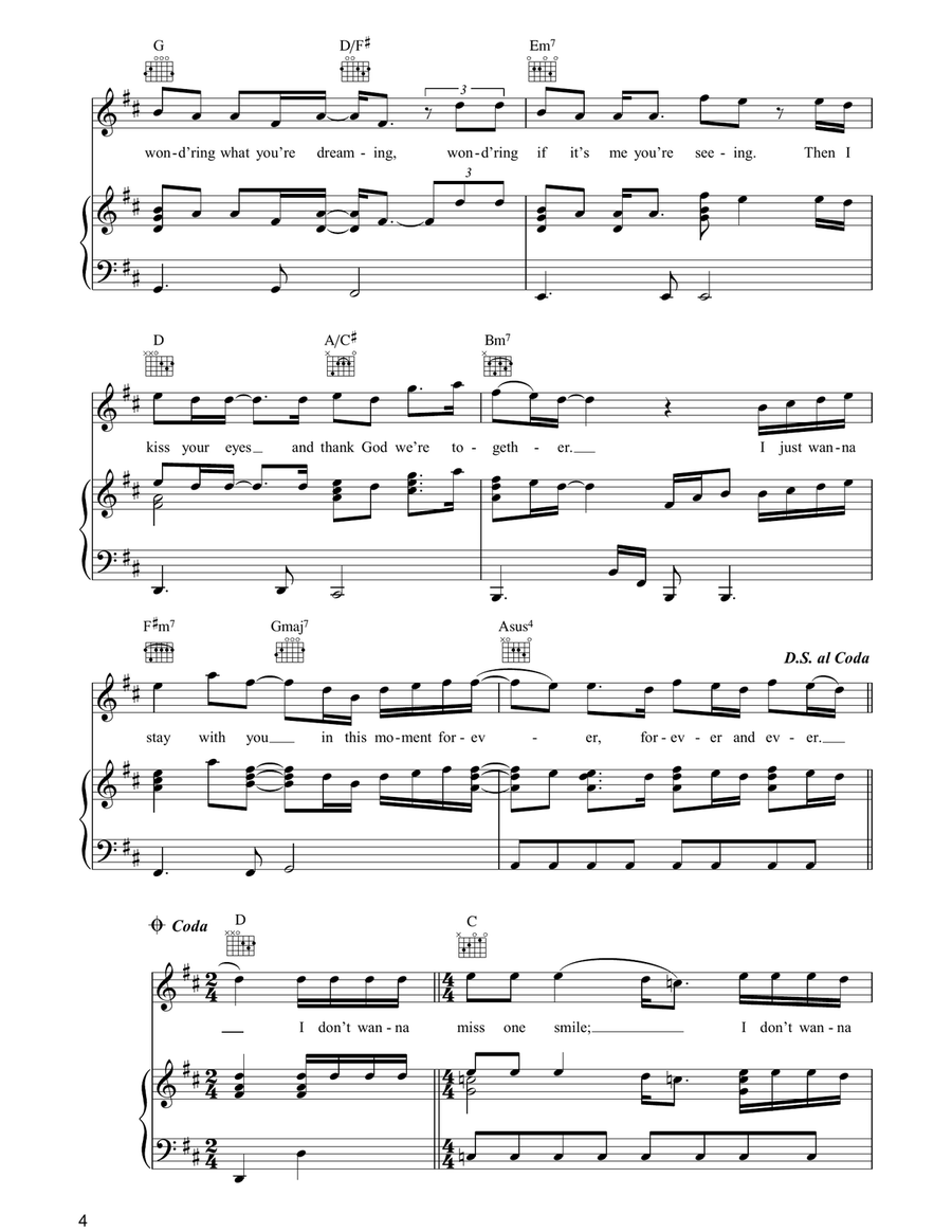 I Don't Want To Miss A Thing Piano, Vocal, Guitar scores gallery preview page 4