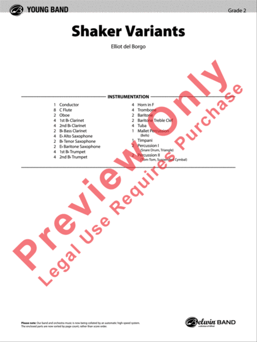 Shaker Variants Concert Band scores gallery preview page 2