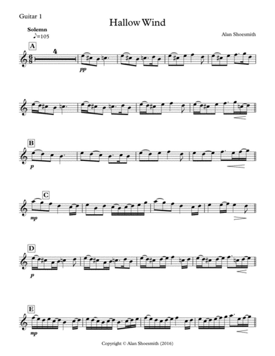 Hallow Wind - Guitar Trio (score & parts) image number null