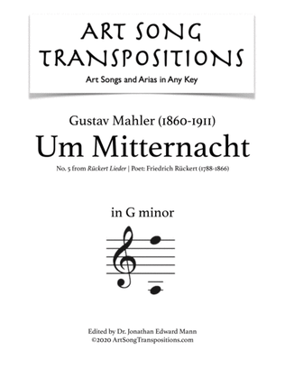 Book cover for MAHLER: Um Mitternacht (transposed to G minor)