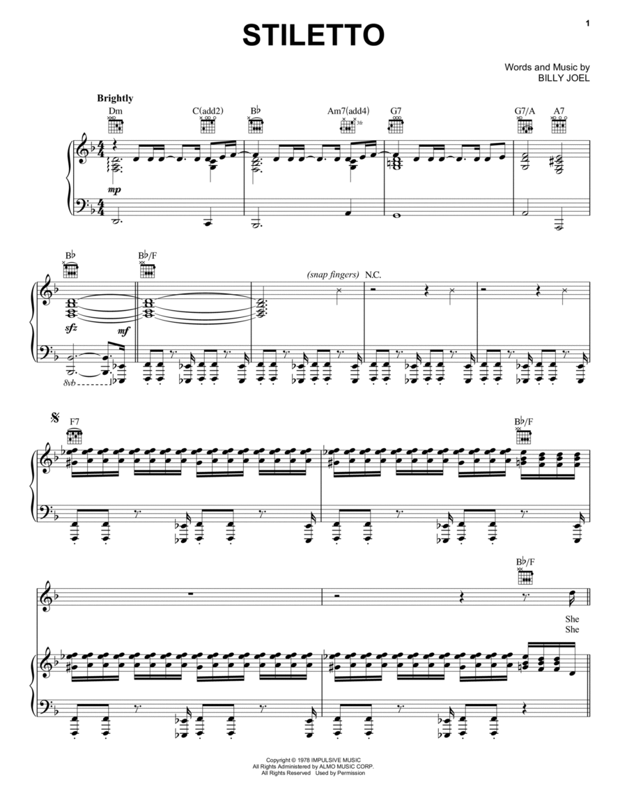 Stiletto Piano, Vocal, Guitar scores gallery preview page 1