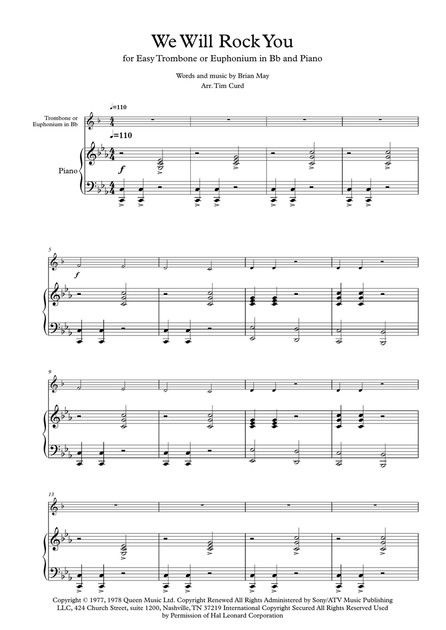 We Will Rock You Baritone Horn TC scores gallery preview page 1