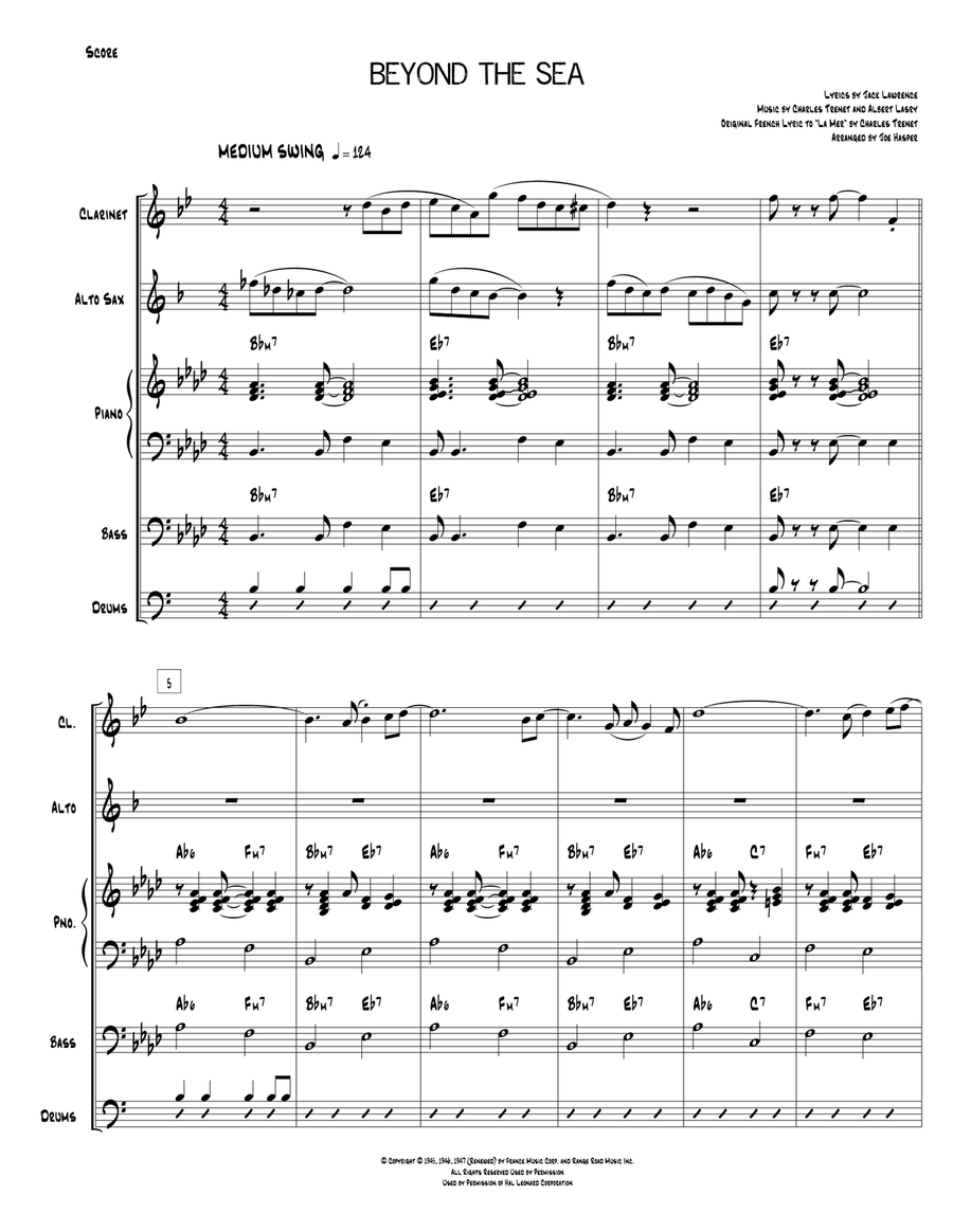 Beyond The Sea Jazz Ensemble scores gallery preview page 1
