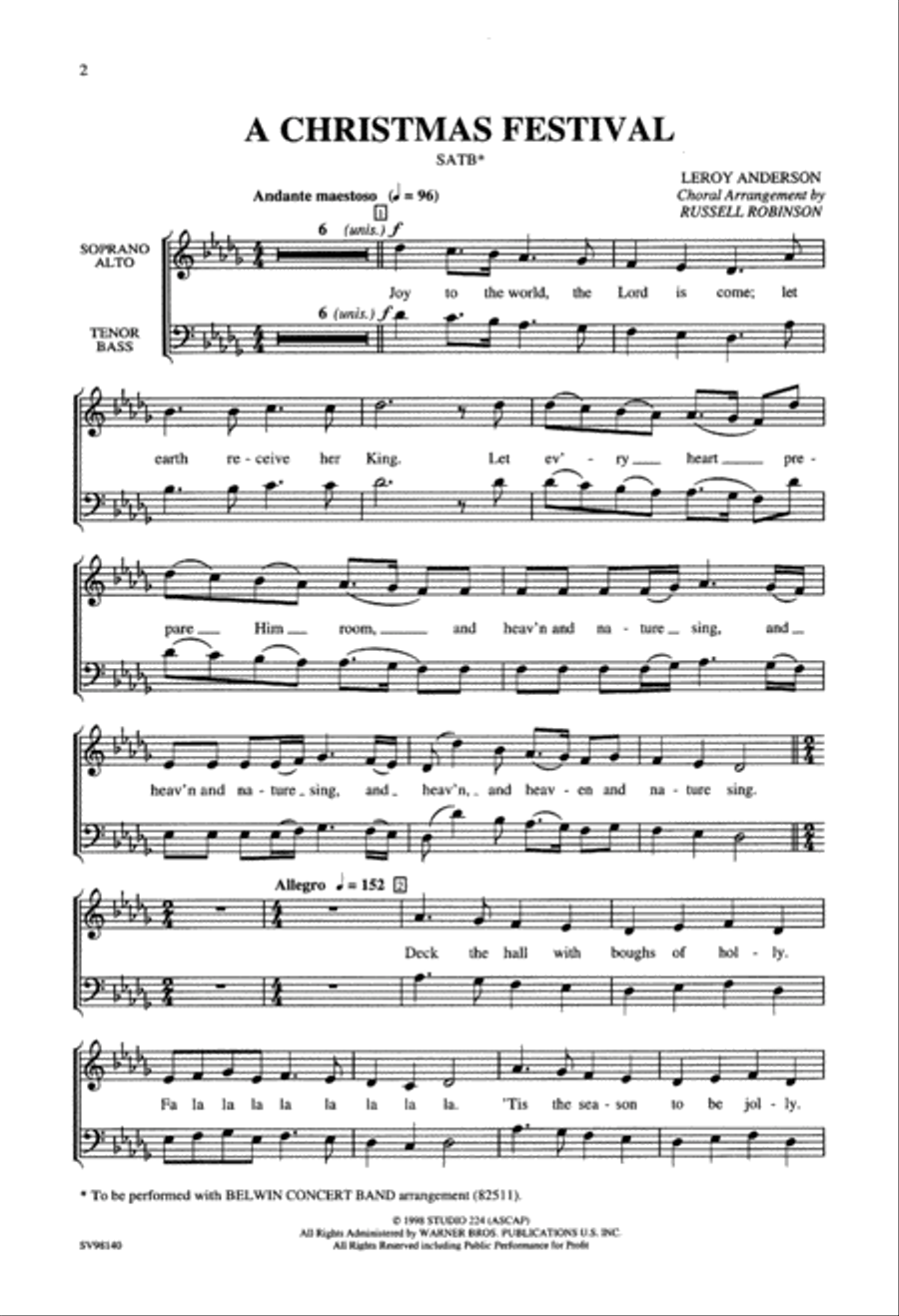 A Christmas Festival A Christmas Festival 4-Part scores gallery preview page 2